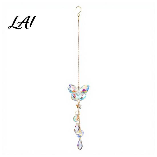 Crystal Wind Chimes for Garden Butterfly & Dragonfly Suncatcher Colorful Rainbow Maker Prism Hanging Unique Housewarming Gifts New Home Ornament,