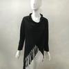 Women's Tassel Hem Shawl Cardigan Asymmetric Hem Pullover Poncho Coat Fringed Cowl Neck Wrap Cape Outerwear
