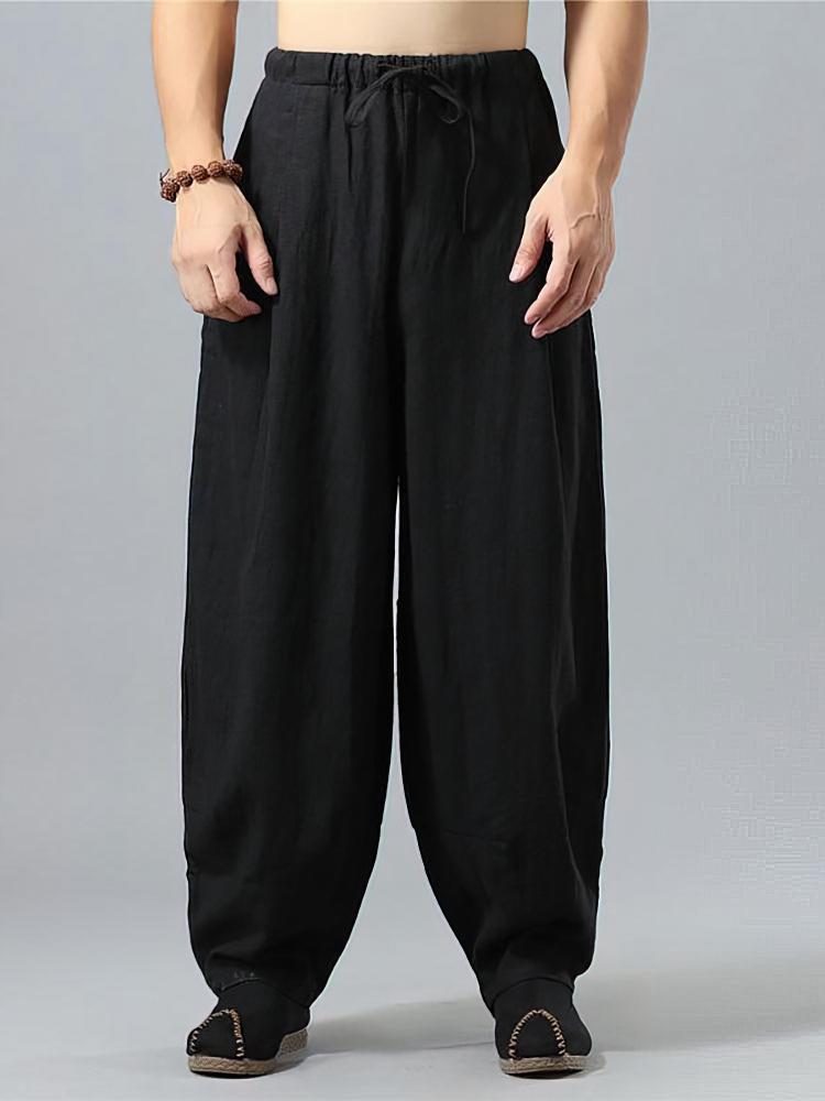 Baggy Pants Men Casual Wide Leg Oversize Jogger Trousers Vintage Drawstring Sport Sweatpants Male