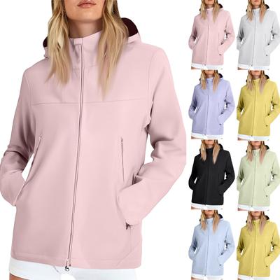 Damen Locker Lässig Modisch Outdoor Einfarbig Winddicht Wasserdicht Jacke Jacke