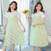 2025 Celebrity-Inspired Maternity Summer Two-Piece Patchwork Dress - Short Sleeve, Mid-Length, Loose Fit