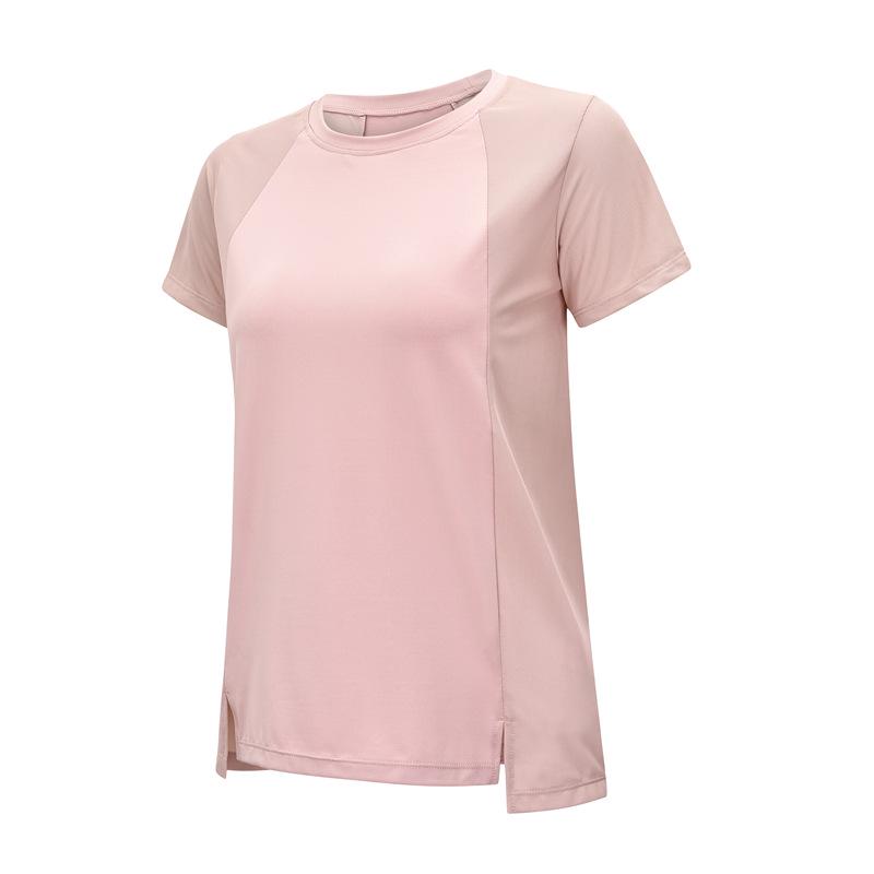 2022 Women's Plus Size Loose Short Sleeve Yoga Fitness Top - Solid Color, Round Neck
