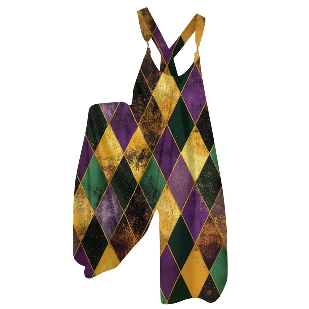 Damskie Ogrodniczki Wzór Vintage Kombinezon (Nieregulowane paski)