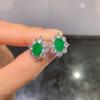 S925 Silver Needle Emerald Necklace Ring Earrings Jewelry Three Piece Set Wedding Banquet Party Accessories