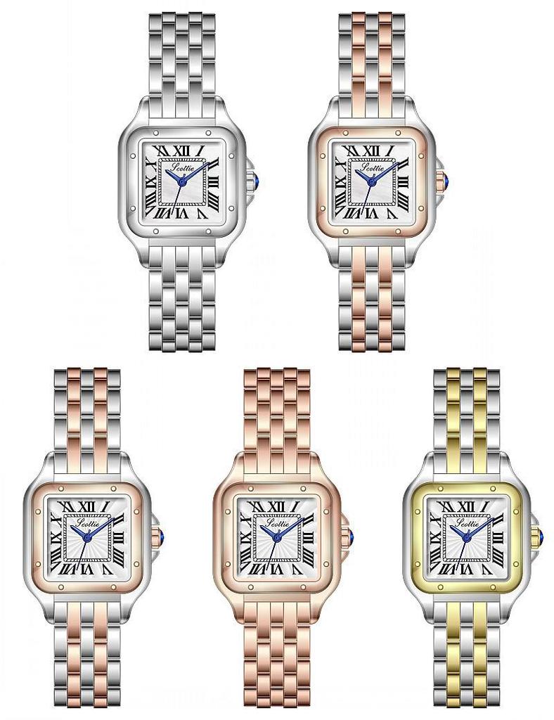 Women's Ultra-Thin Roman Numeral Square Watch with Steel Band and Waterproof Design