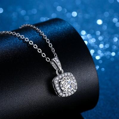Women Square Bag Clavicle Necklace S925 Sterling Silver Jewelry Simple Moissanite Pendant Accessories High Quality Jewelry Gifts