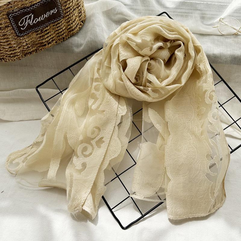 Spring/Summer New Simulated Silk Stain Dyeing Cutting Flower Thin Scarf Sunscreen Shawl