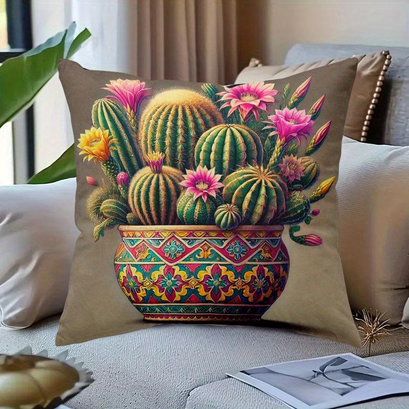 Double Sided Charming Cactus And Succulent Art Soft Throw Pillow Cover For Bed Sofa And Home Decoration
