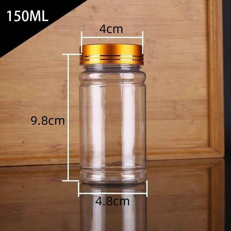5pcs 200ml Plastic Bottle With Metal Cap Transparent Plastic Dried Fruit Bottle With Cap Empty Bottle Sealed Bottle Jar