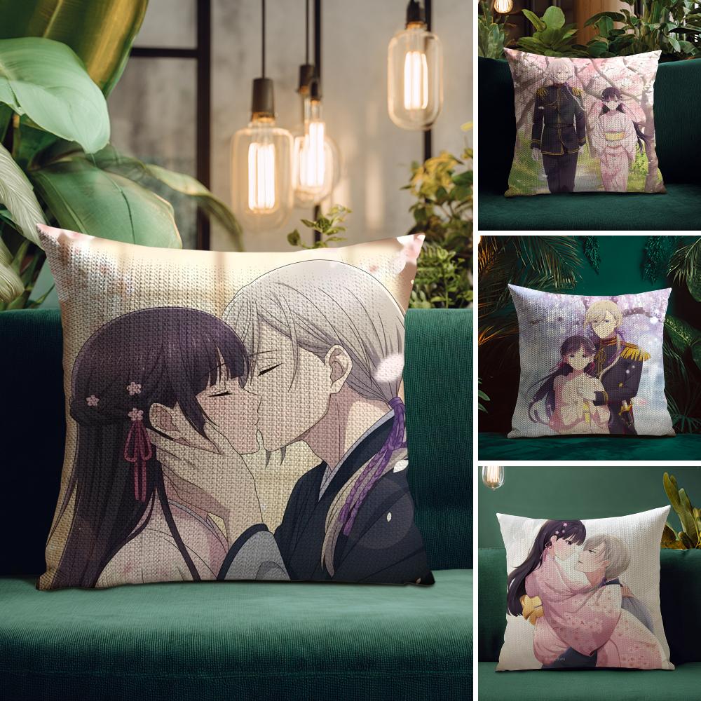 My HHappy MarriageE Anime Cushion Cover Natural Linen Pillow Case DoubleSided Print Decorative Sofa Pillowcase Home Decor Gift