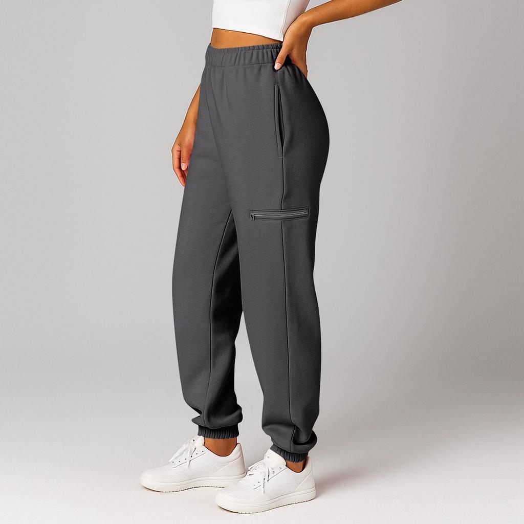 Women's And Men's Sports Pants With Pockets Fashionable Solid Color Elastic High Waisted  Casual Sweatpants Pants