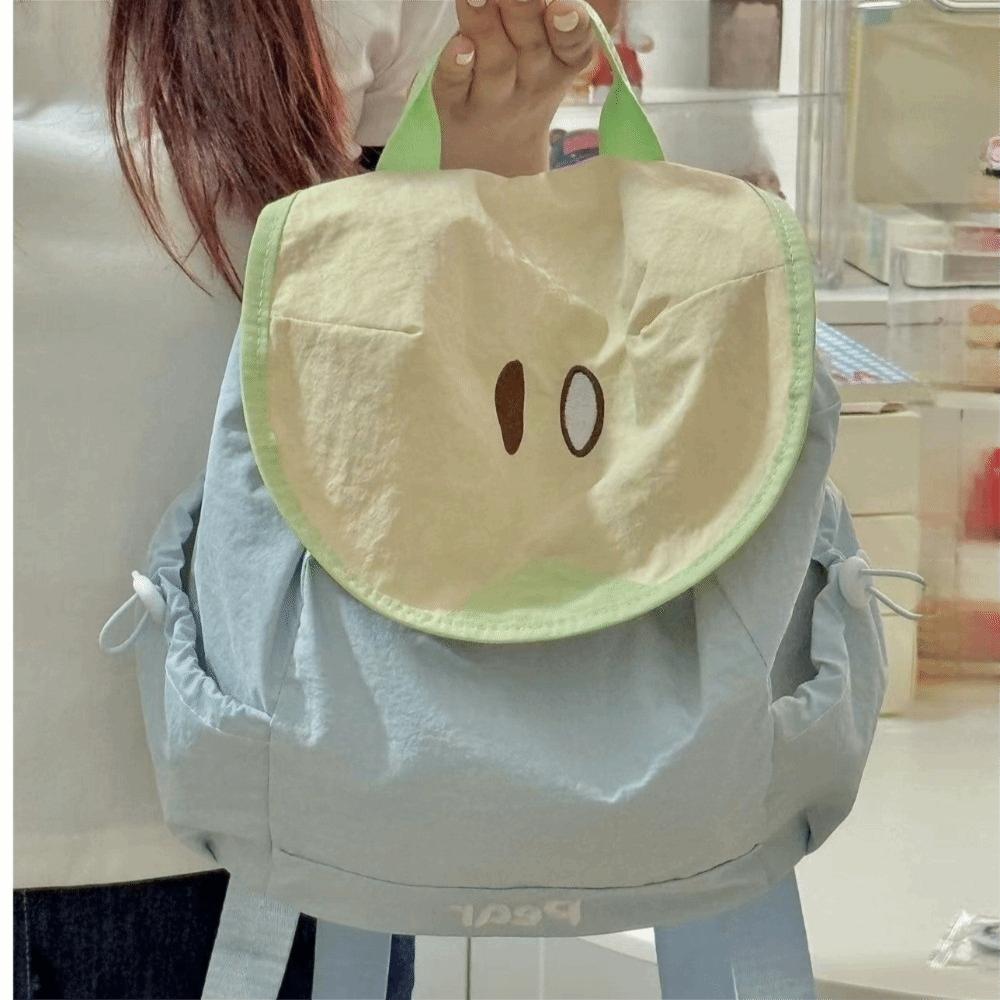 Trendy Dopamine Color Drawstring Backpack Korean Style Fruit Shoulder Bag Large Capacity School Bag Hiking