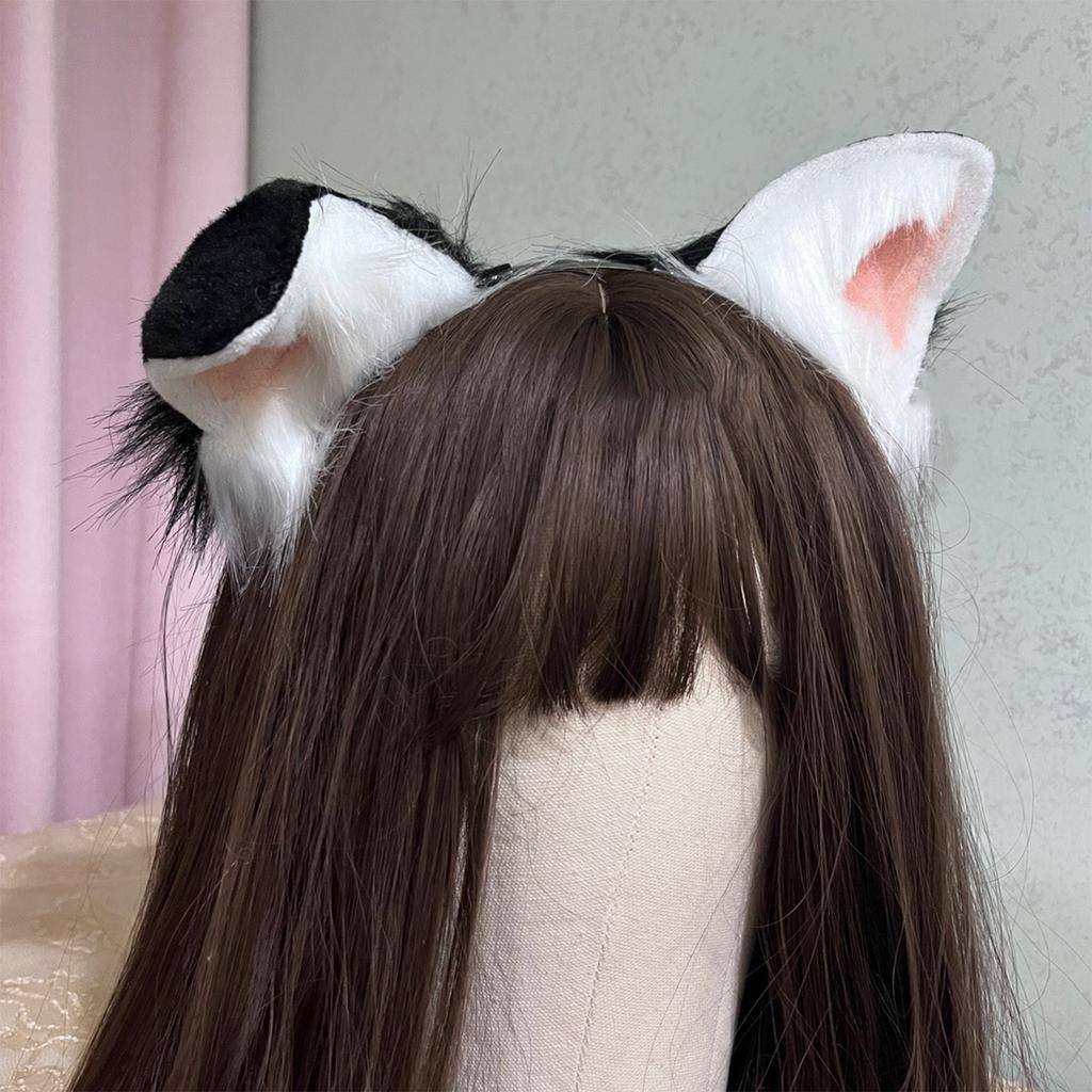 Akita Dog Ears Plush Headband Soft Comfortable Headwear Furry Animal Ear Costume Accessory for Parties and Cosplay