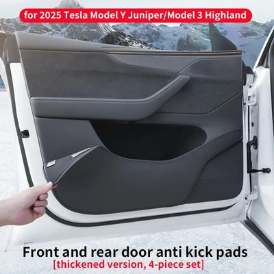 For Tesla Model Y Juniper 2025 Car Door Anti-Kick Pad Leather Sticker Trim Kit Side Door Protector Cover Car Interior Decor