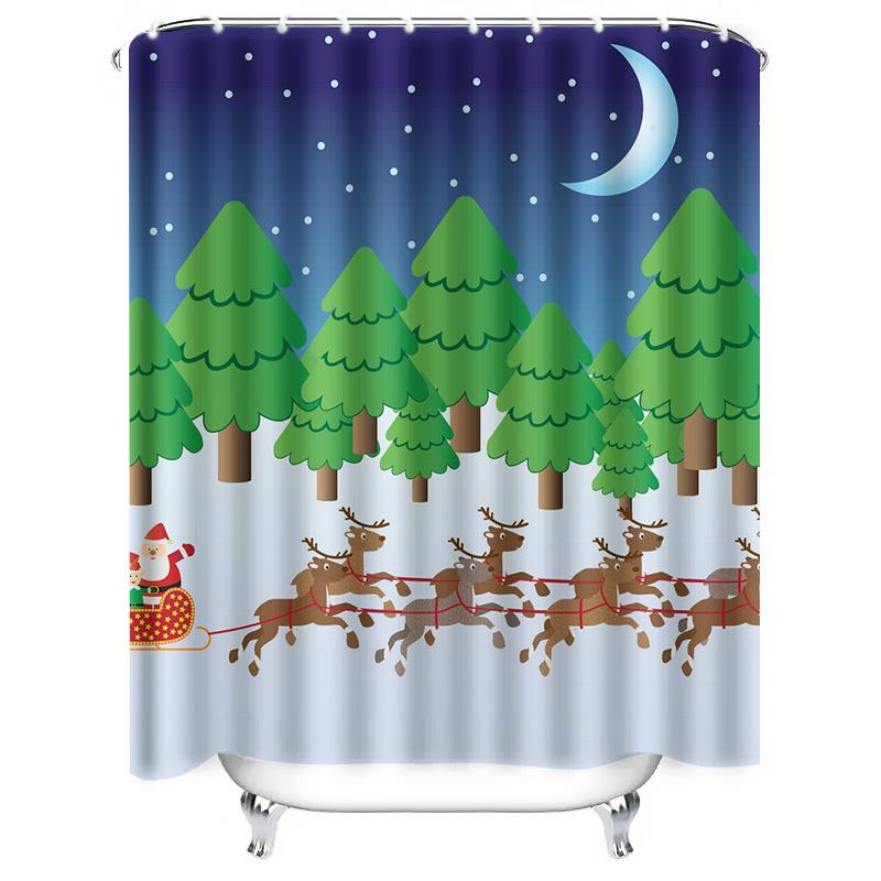 Tu Weihnachtsrentier Duschvorhang Rentier Feiertag Festlich Winterwald Kulisse Badezimmer Dekor Feiertagshaus Weihnachten Geschenk Gemütliche Hütte