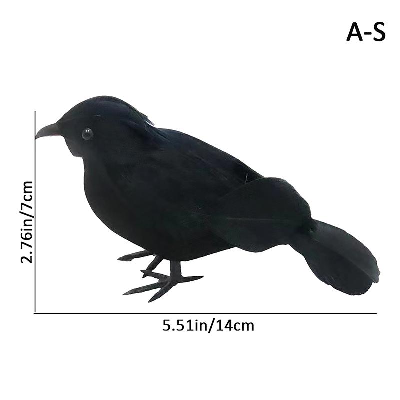 1PC Small Simulation Fake Bird Realistic Halloween Black Crow Model Ornament Simulation Bird Home Decoration Animal Creepy Toy