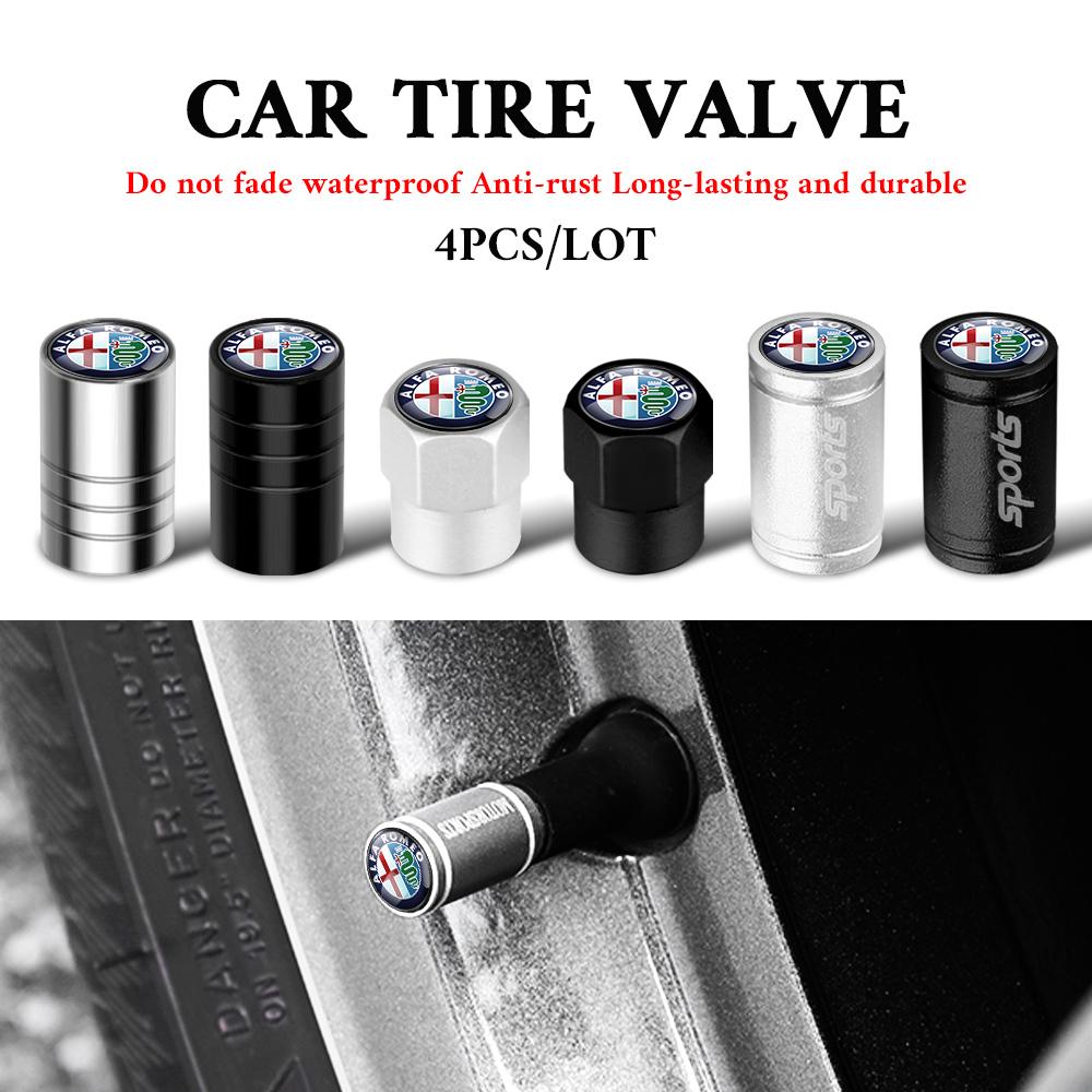 4 Stück Auto Rad Reifen Ventilkappen Ventilschaftgehäuse Mit Logo Auto Styling Für Alfa Romeo Giulia Stelvio Giulietta 156 159 147 Mito