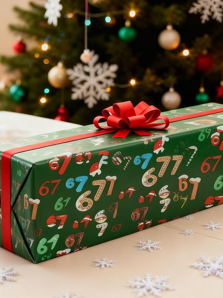 Christmas Wrapping Paper Rolls Santa Claus Craft Supplies Wide Festive Decoration Wrapping Roll for Party Kids Shower Wedding