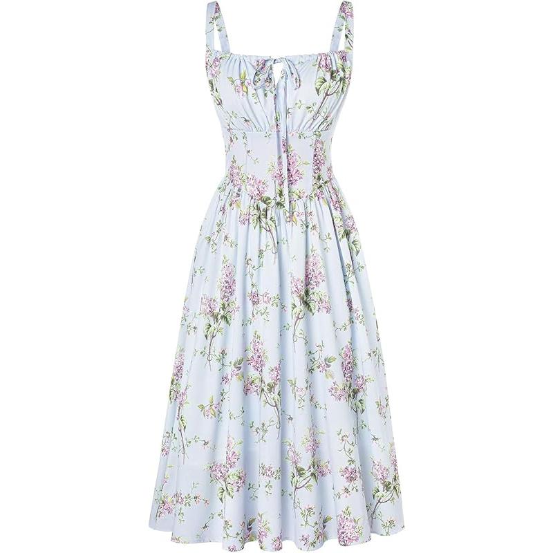 

Платье-корсет Scarlet Darkness с цветочным принтом, платье-ками с драпировкой на груди, летящее летнее платье XXL b dazzled синий