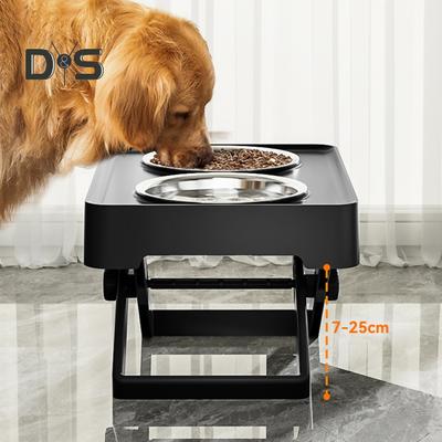 Ciotole rialzate per cani Ciotole rialzate per cani regolabili in altezza Supporto antiscivolo a forma di X con ciotole in acciaio inossidabile per cani di piccola taglia