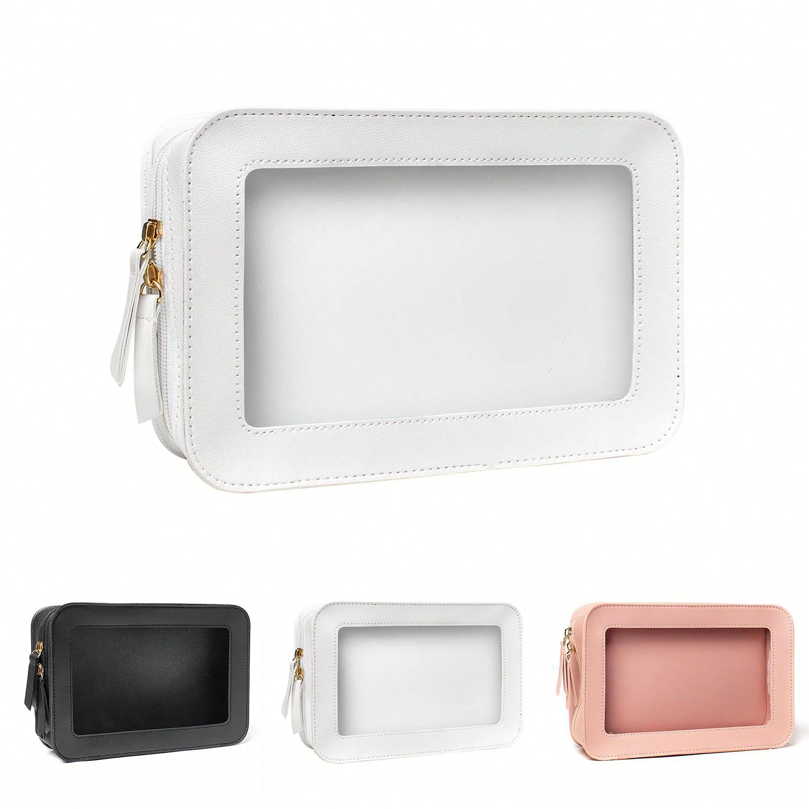 Szwatch Unisex Pink 1Pc Medium Transparent Makeup Bag, Waterproof, Can Hold Lipsticks, Travel Essential, Gift For Women, Christmas Gift,Pouch,Makeup Pouch