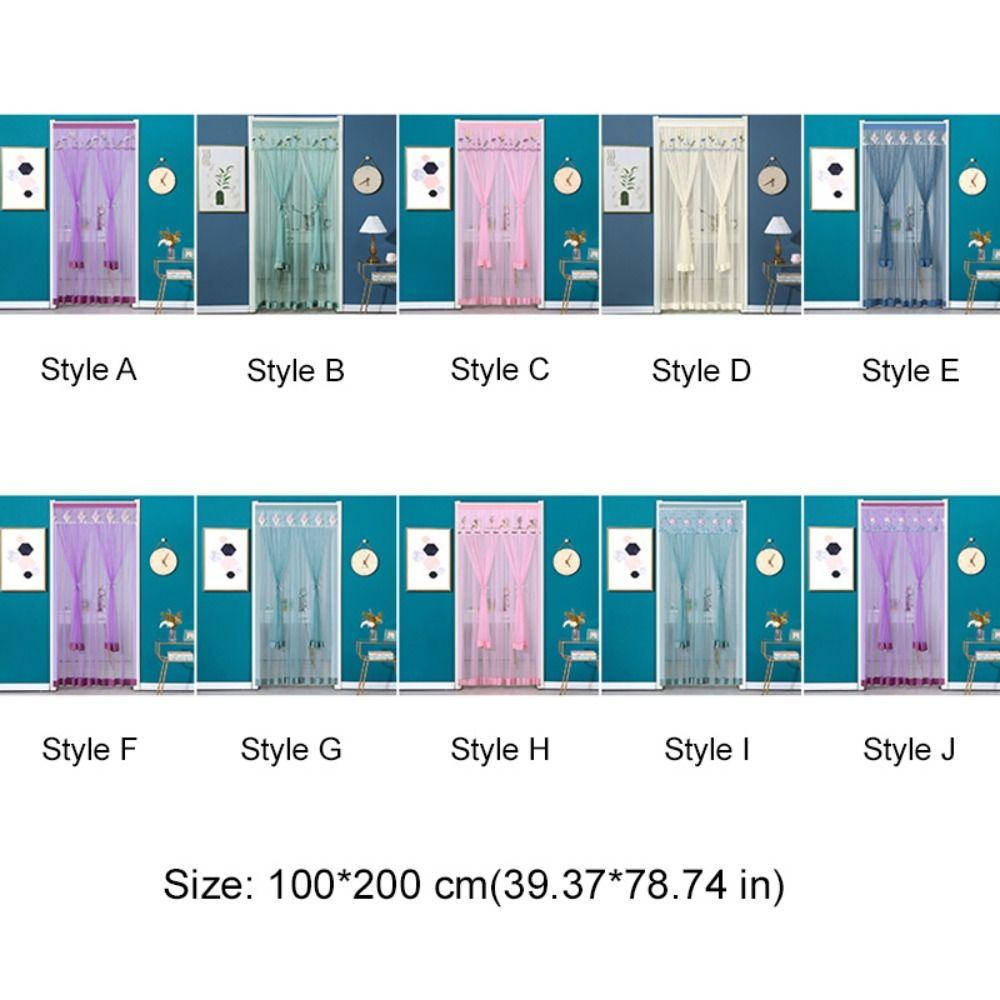 Punching Free Lace Embroidered Door Curtain Double Layer Door Drapes Entrance Curtain  Girl Room