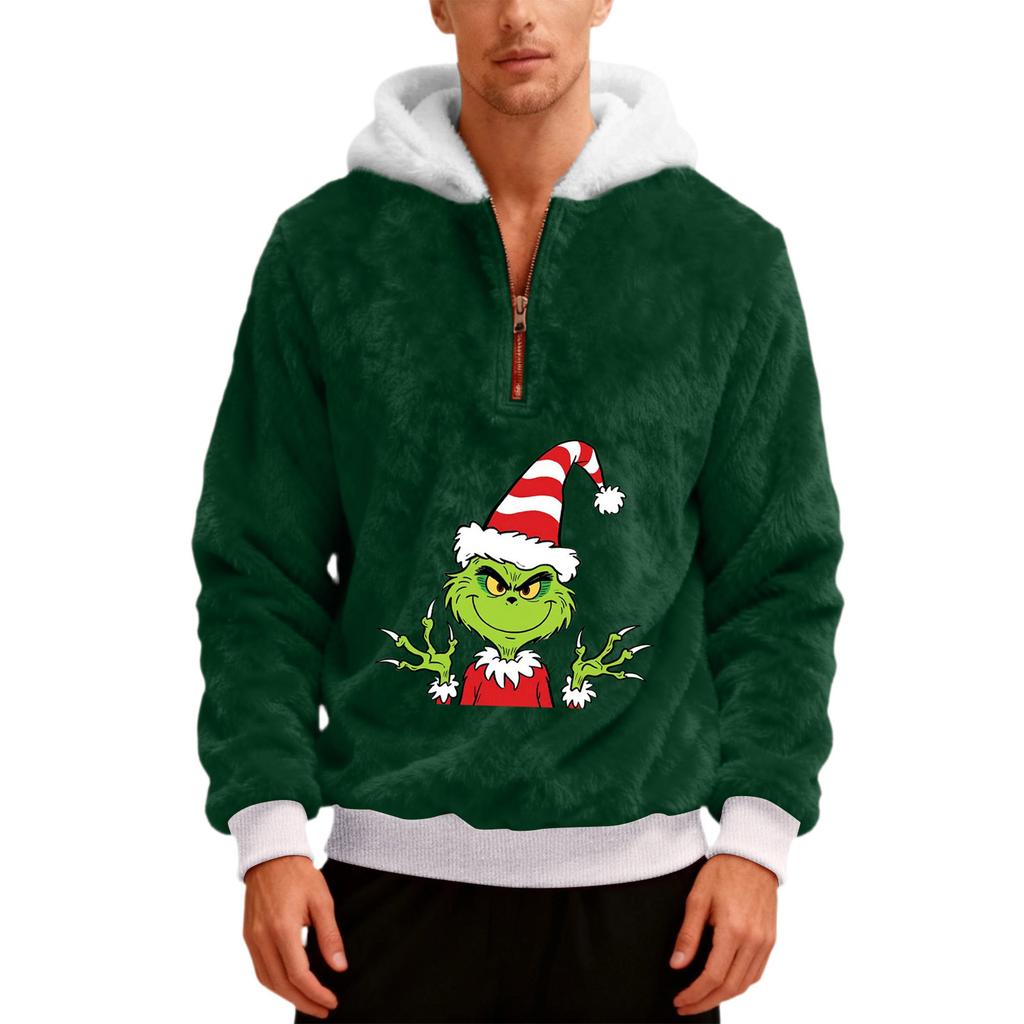 Men's  Plush  Half  Zipper  Hooded Hood  Hoodie