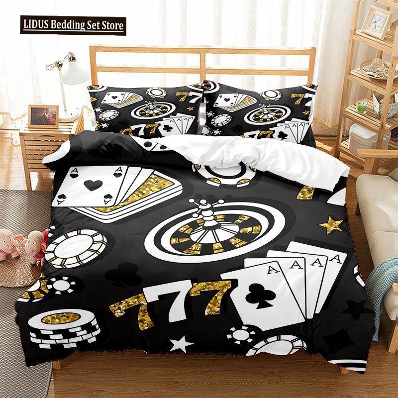 Poker Gaming Polyester Bettbezug King Queen Größe Neuheit Gruppe Wettbewerbsspiele Bettdeckenbezug Für Kinder Kind Jungen Mädchen