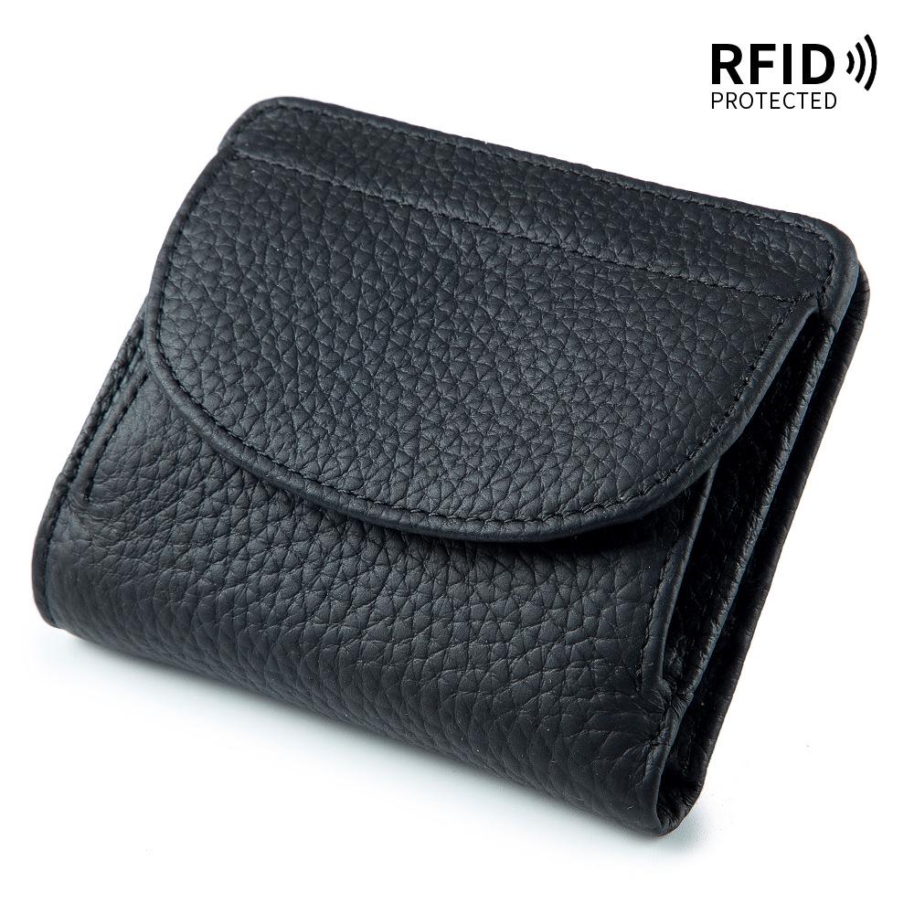 Women's RFID Minimalist Leather Coin Purse – Ultra-Thin, Folding, Genuine Leather Wallet