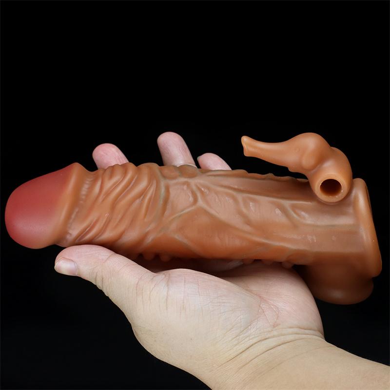 Spike Sleeve Male Penis Sleeve Lengthened and Enlarged Hollow and Thick Glans Cap Fun To Extend Silicone Long-lasting Penis Sleeve