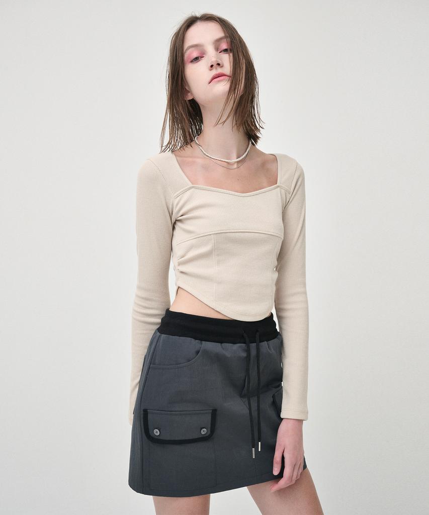 Etmont Cargo Banding Mini Skirt, Charcoal