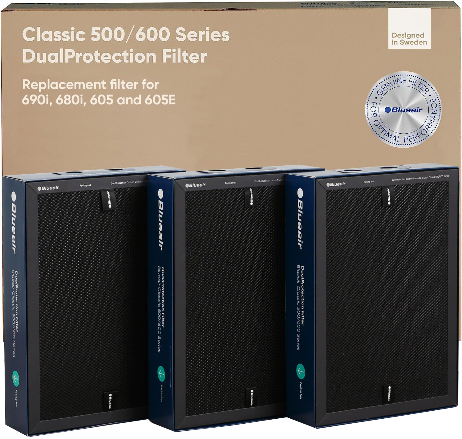 

Blue Air Air Purifier Filter Classic 600 Series 680i 605 Replacement Dual Protection Filter 104769 Black [Genuine Product] (690i / / / 650E) чорний
