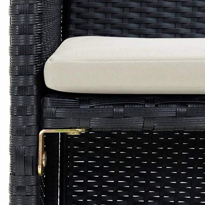 VidaXL Canapé de jardin à 2 places avec coussins Noir Résine tressée