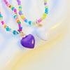 Heart Pendant Beaded Necklace Bohemian Style Chokers Contrast Colored Jewelry