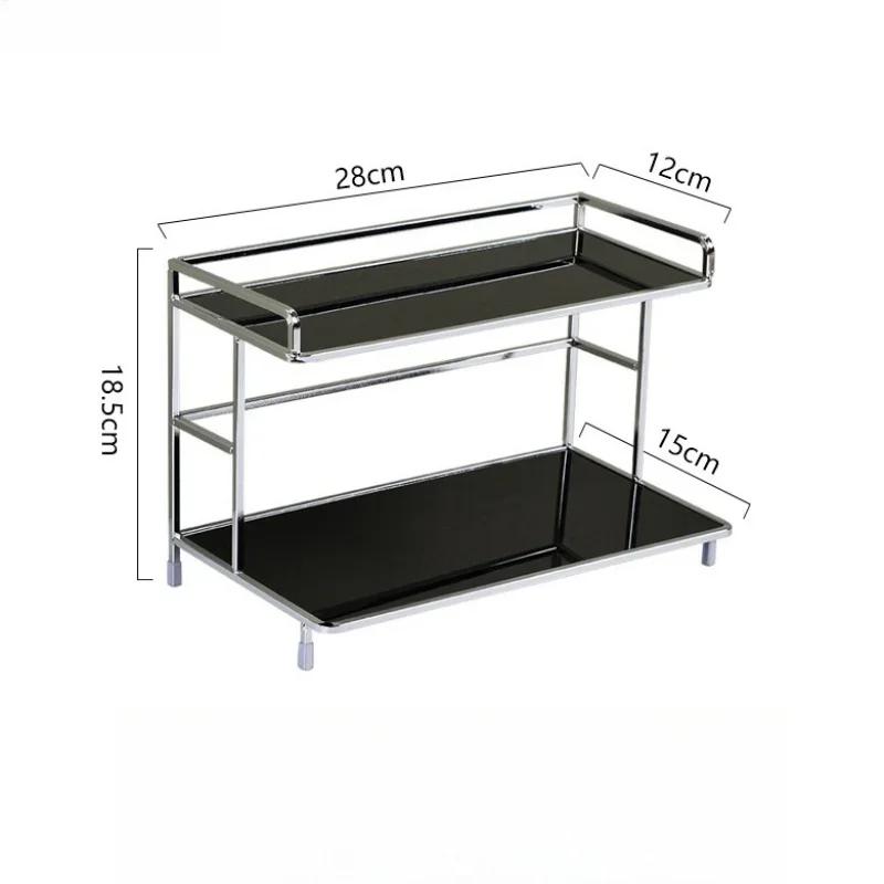 

Multifunctional Acrylic Countertop Organizer-Double-Layer Desktop Cup Holder Stand Kitchen Bathroom Cosmetic Storage Shelf Rack чёрный