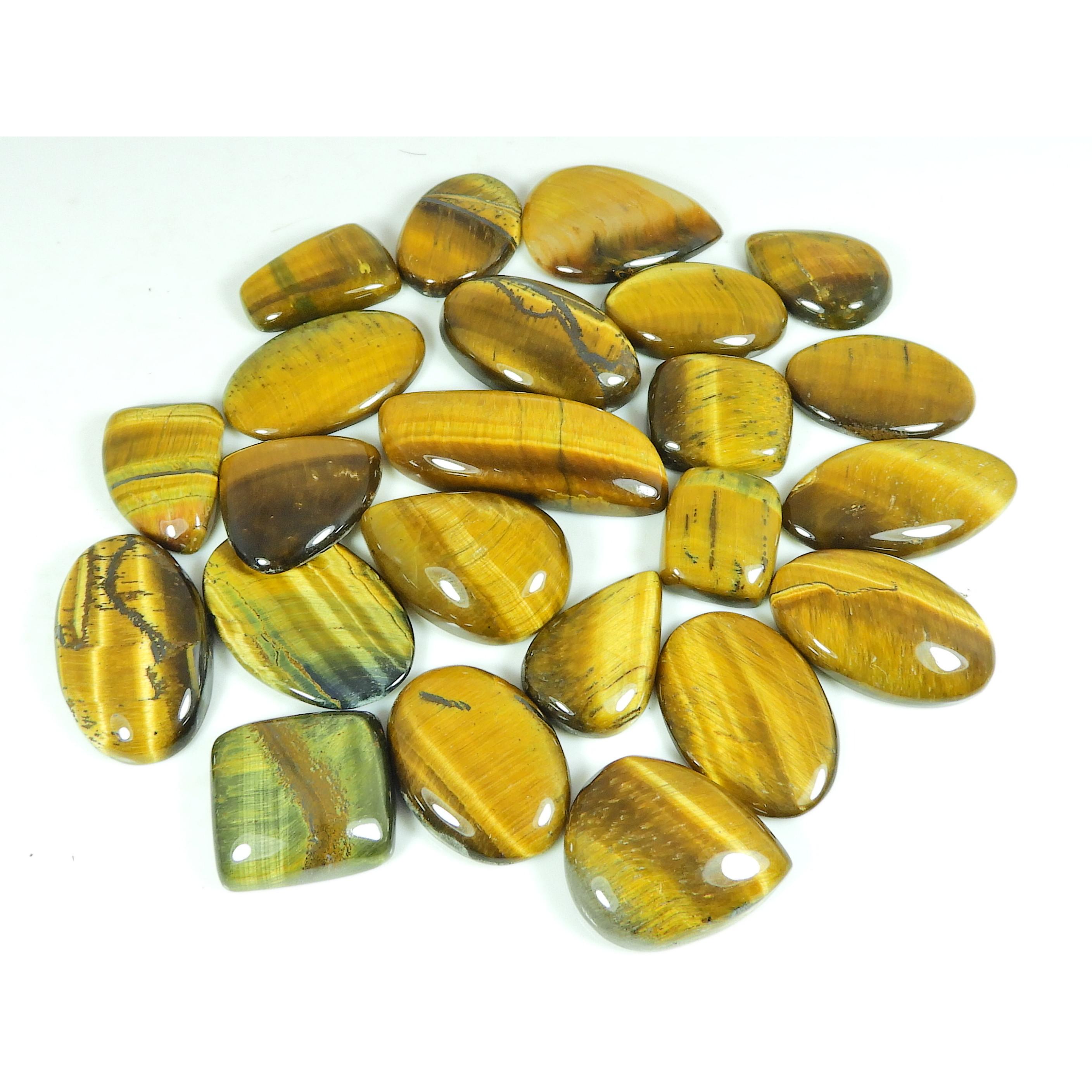 

16-26 MM Natural Tiger Eye Oval Cabochon Loose Gemstone 23Pcs Lot 360Cts. SY-429