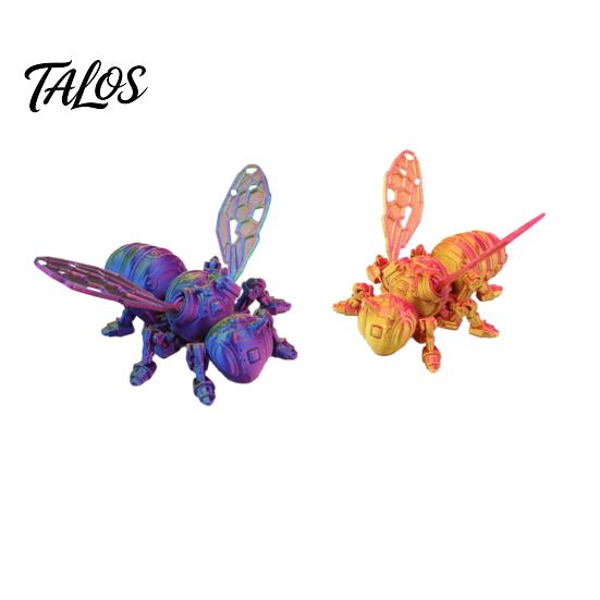 Mechanical Insect Figurine 3D Printed Cyberpunk Bee Figurine, Movable Joints Hornet Ornament, Articulated Wasp Fidget Toy, Stress Relief Desk Gift for