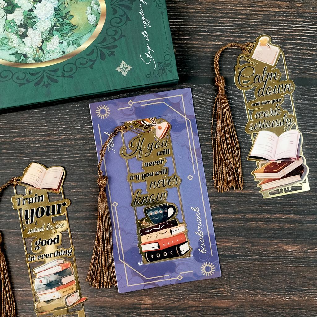 Fortschrittlicher Textur-Metall-Motivations-Lesezeichen, Exquisites Geburtstagsgeschenk-Lesezeichen für Schüler
