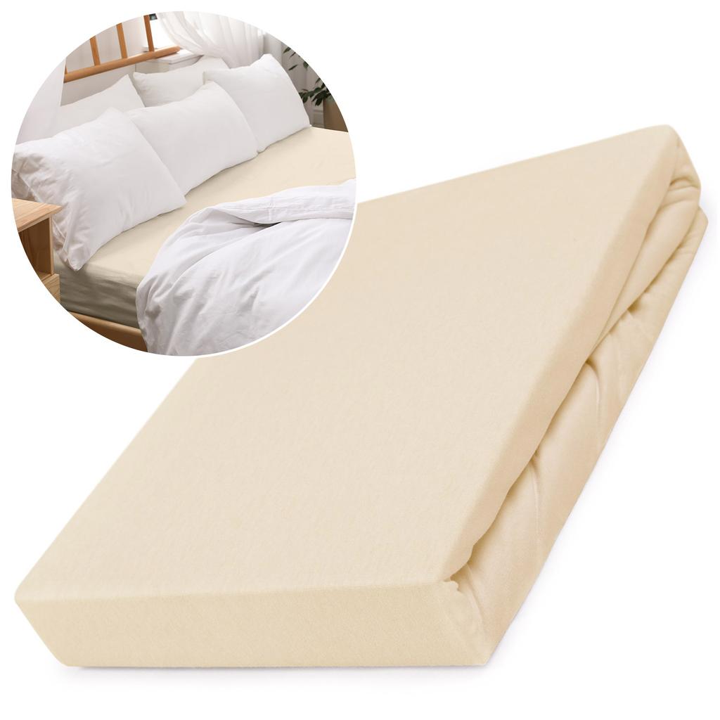 Fitted sheet 180x200 jersey 100% COTTON light beige