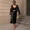 Women Midi Skirt High Waist Smooth Satin Fishtail Hem Slimming Skirt Travel Party Work Leisure Daily Wear
