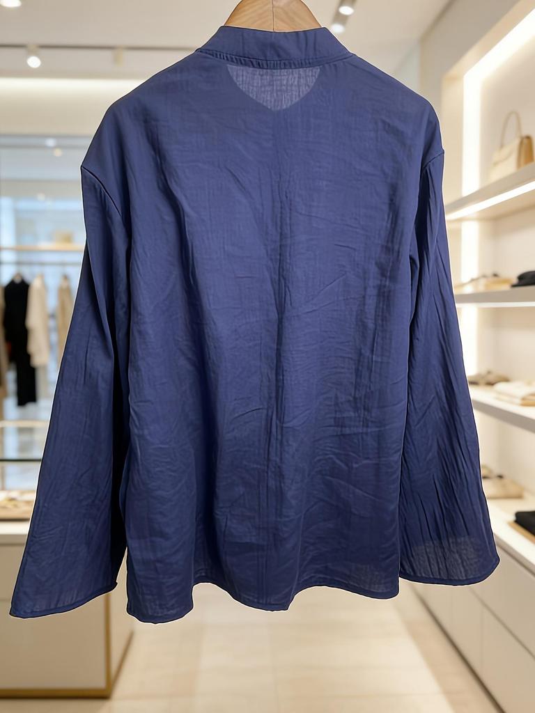 Chemise Blanche Rétro en Coton et Lin à Manches Longues Plissée pour Femme