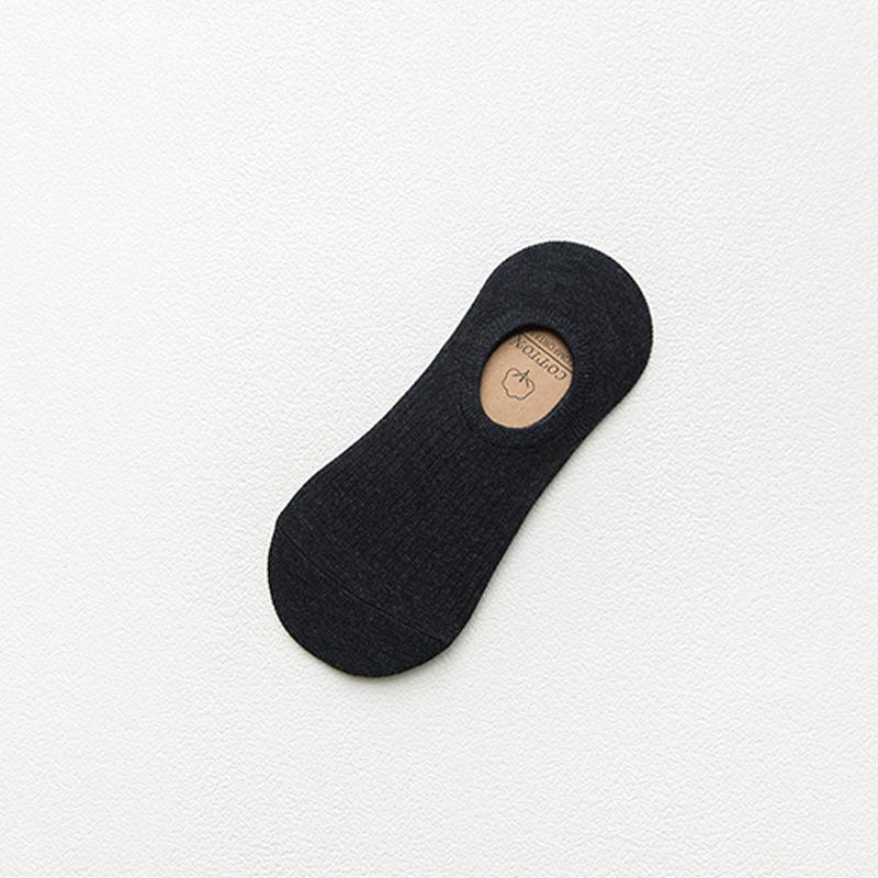 Мужские низкие черные хлопковые нескользящие носки-лодочки - Невидимые и модные One Size