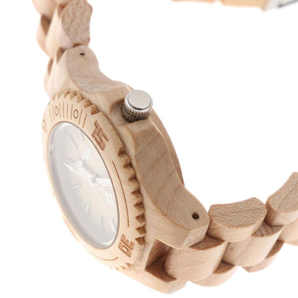 D Wood Drewniany Wykonany z Niezawodnej Naturalnej Daty Wyprodukowany na Mechanizmie Citizen MIYOTA Klonowy Beż [Podwójny Podwójny] Zegarek Damski, Zegarek, Zegarek, Materiały,