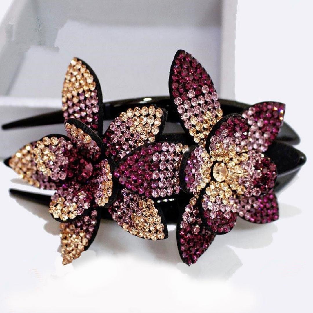 

Женщины элегантный гибкий горный хрусталь цветок заколка для волос шпилька коготь подарок 6