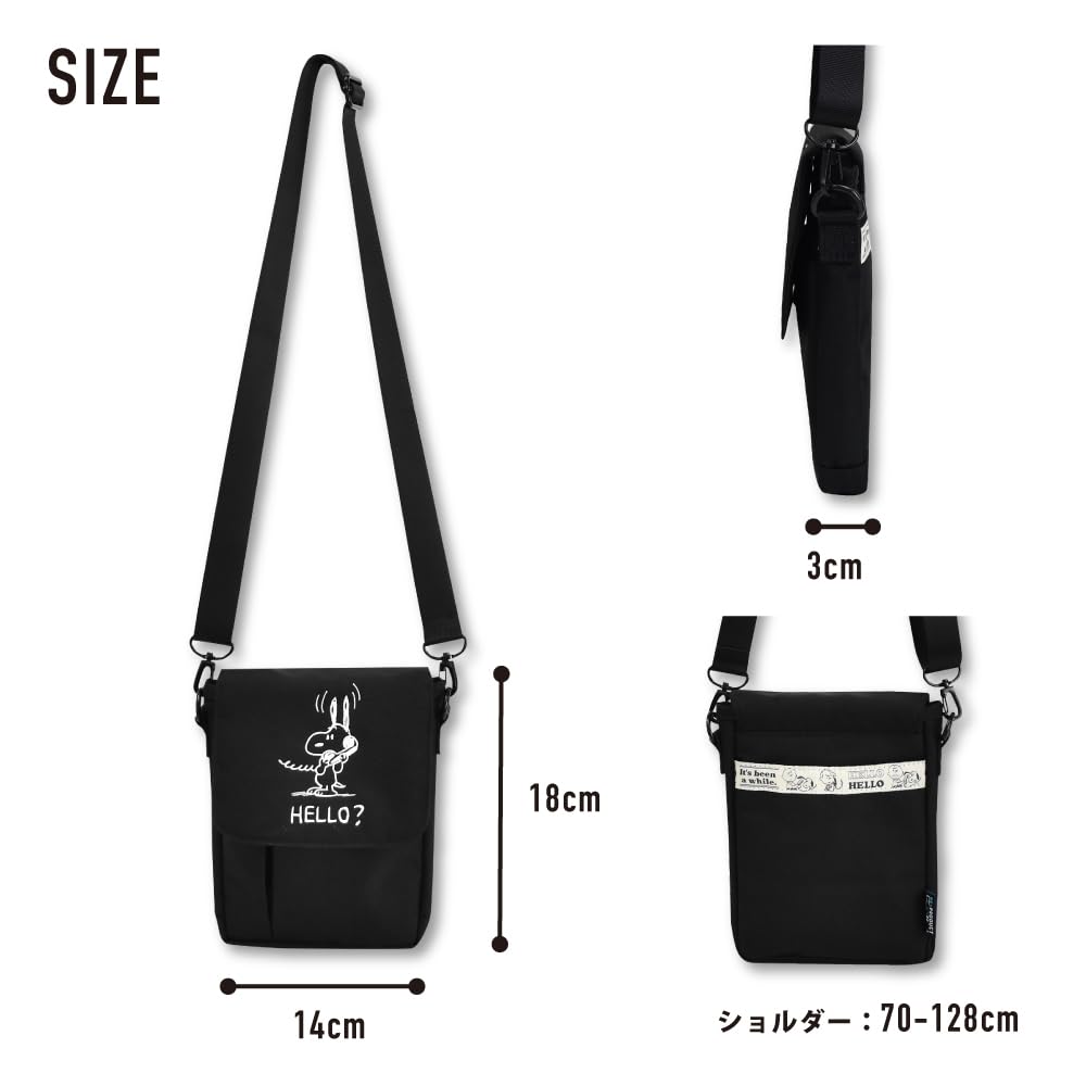 Snoopy Travel Passport Shoulder Bag, Black, SPZ-4088