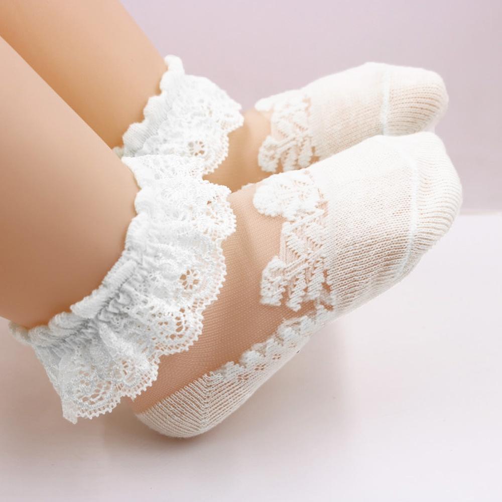 Adorable Baby Socks Lace Floral Design Non-Slip Cotton Toddler Socks for Newborns Unisex 0-5 Years Old