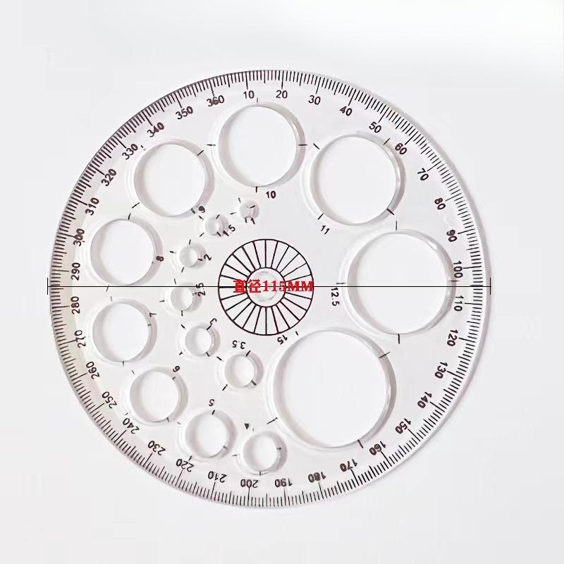 1 шт. Полный круг транспортир Цветной транспортир Круглый маркер Шаблон для рисования Линейка Прозрачный синий шаблон, Вращающийся на 360 градусов
