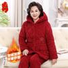 Elderly Women's Winter Hooded Quilted Pajama Set