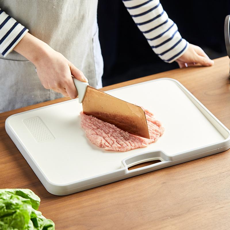 Antibacterial Double-sided Plastic Cutting Board - Kitchen Sloped Food-grade Chopping Board for Fruit