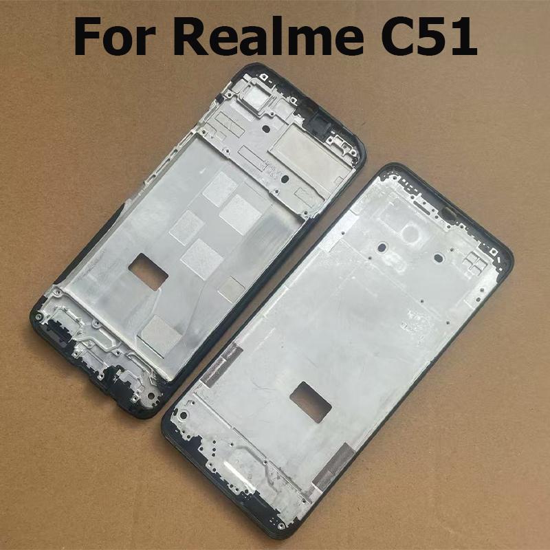 For Realme C51 Middle Frame Front Bezel Lcd Holder Rear Plate Chassis Replacement C51